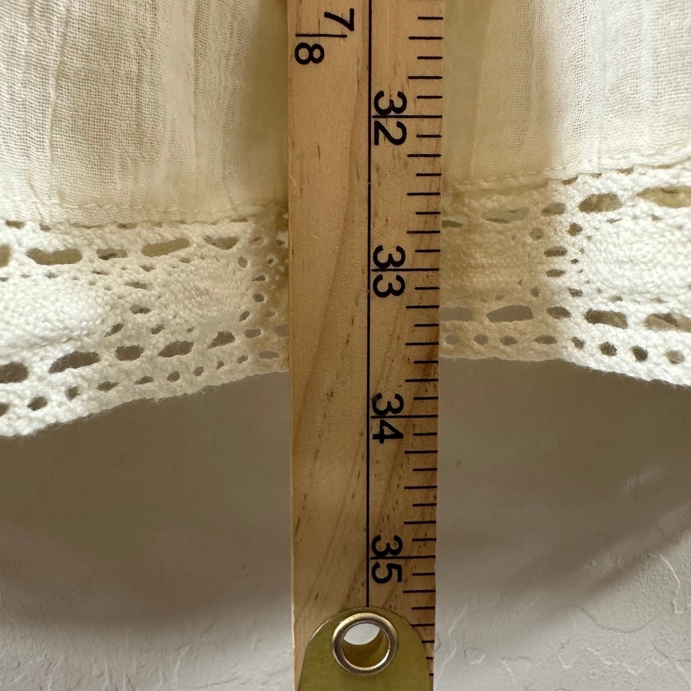 Free People Ivory Embroidered Gauze Mini Dress Boho Lace Trim XS NWOT - Picture 7 of 10